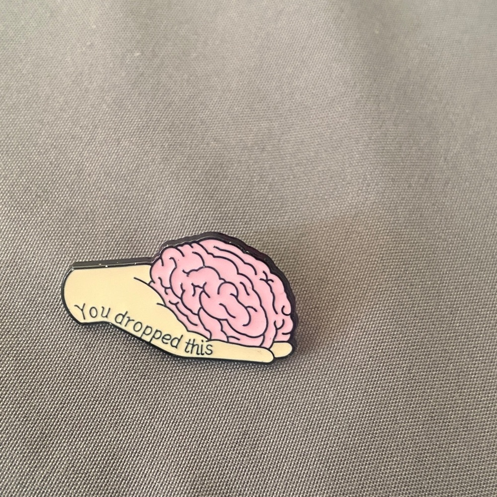 Pink Brain Hand Enamel Pin - "You Dropped This"